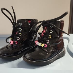Black Kids Boots with Colorful Beads